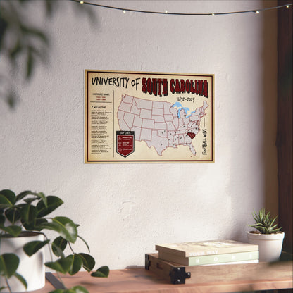 University of South Carolina Football Wins Wall Art Print Poster